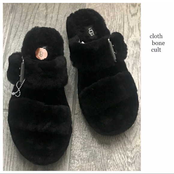 ✨New✨ UGG Black Fuzz Yeah Birkenstock-Style SLIDES - Picture 5 of 16